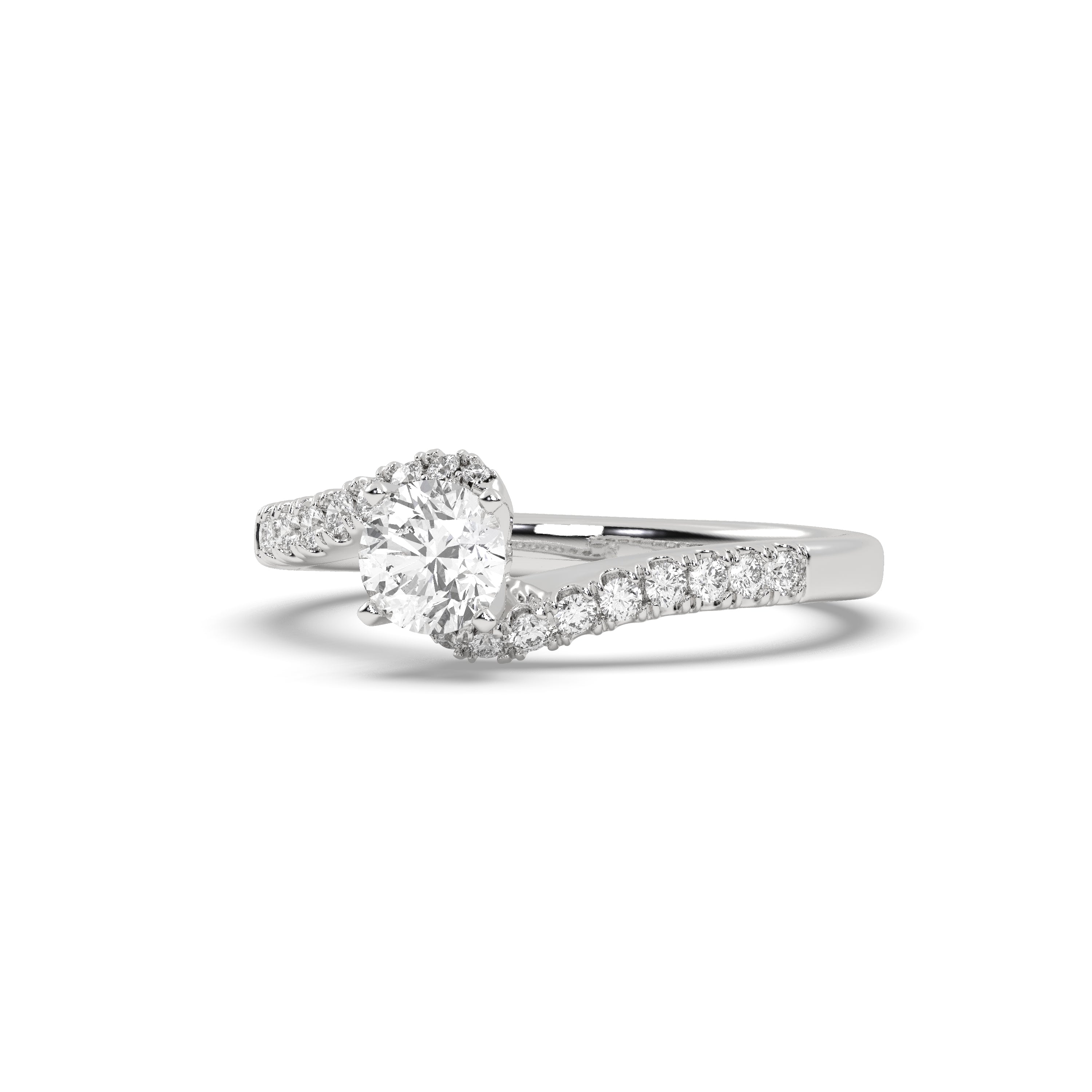 White Gold Studded 0.85 Carat Lab Grown Diamond Ring-F Color VS1 Clarity.